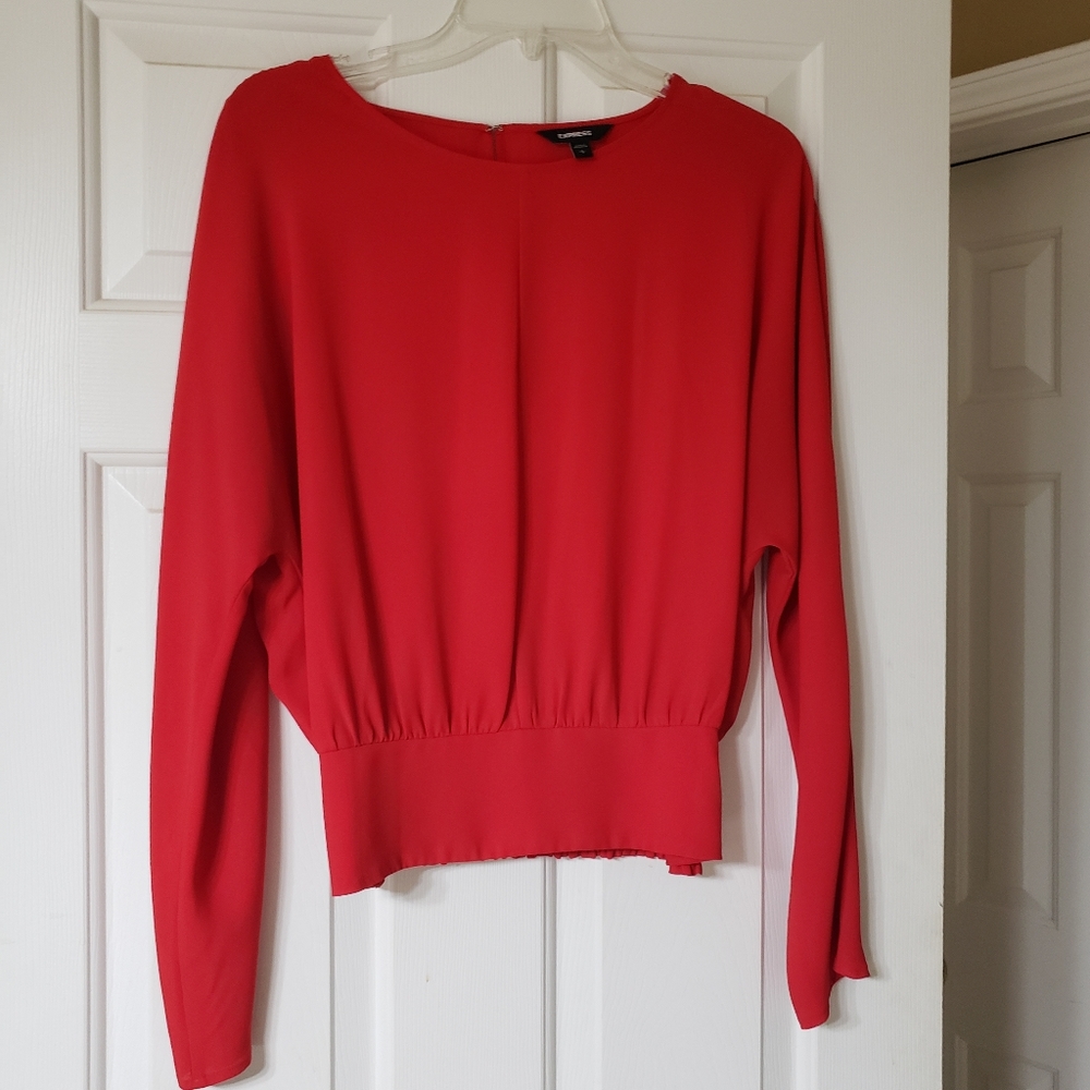Express, size L, long sleeve, red, top
